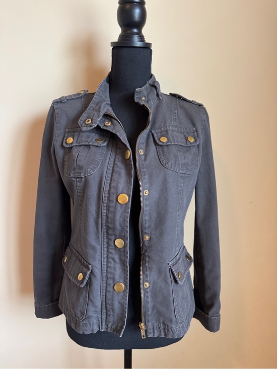 Jackets & Blazers - Womens Dark Gray Utility Military Jacket